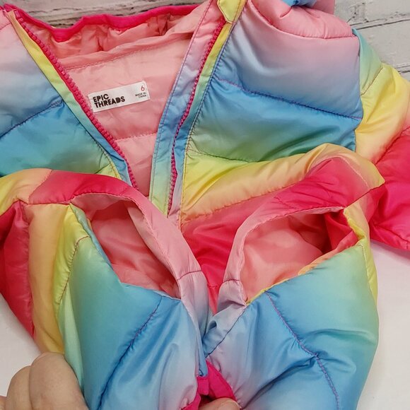 'EPIC THREADS' OMBRE 'PACKABLE PALS' WATER-RESISTANT PUFFER STYLE HOODED COAT - Picture 11 of 15